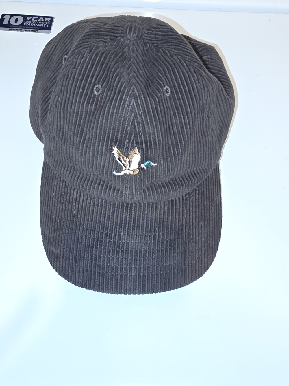 J. Crew Black Corduroy Pet Cap with Duck Embroidery